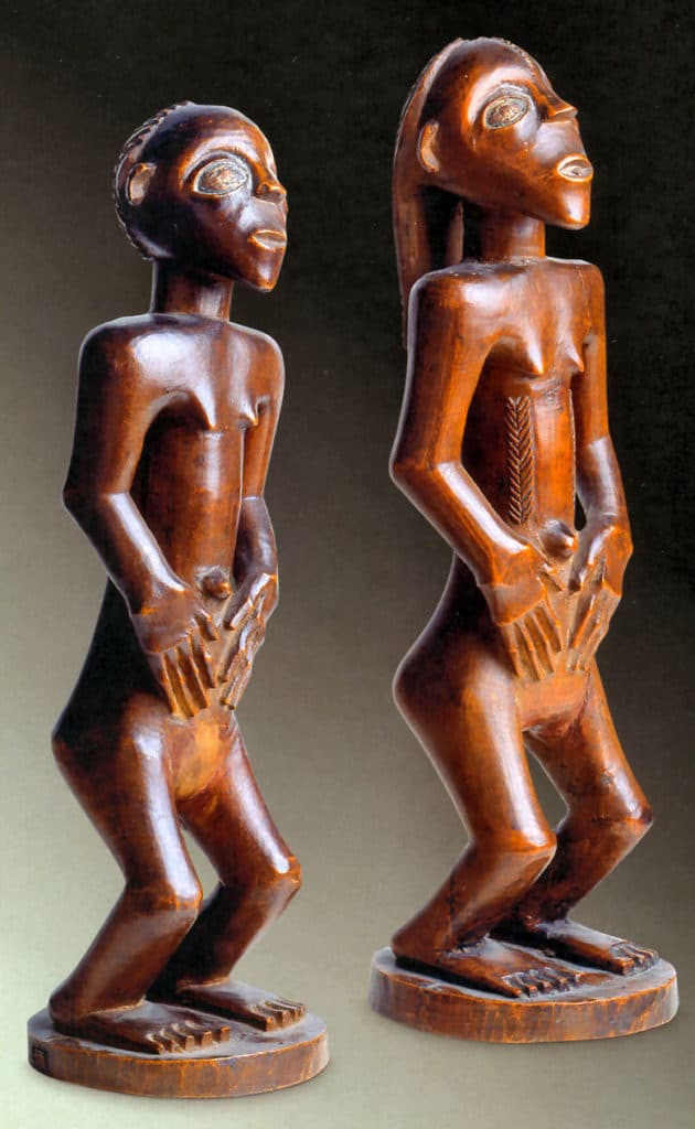 Paire de figures masculine et féminine Tabwa, R.D.C.