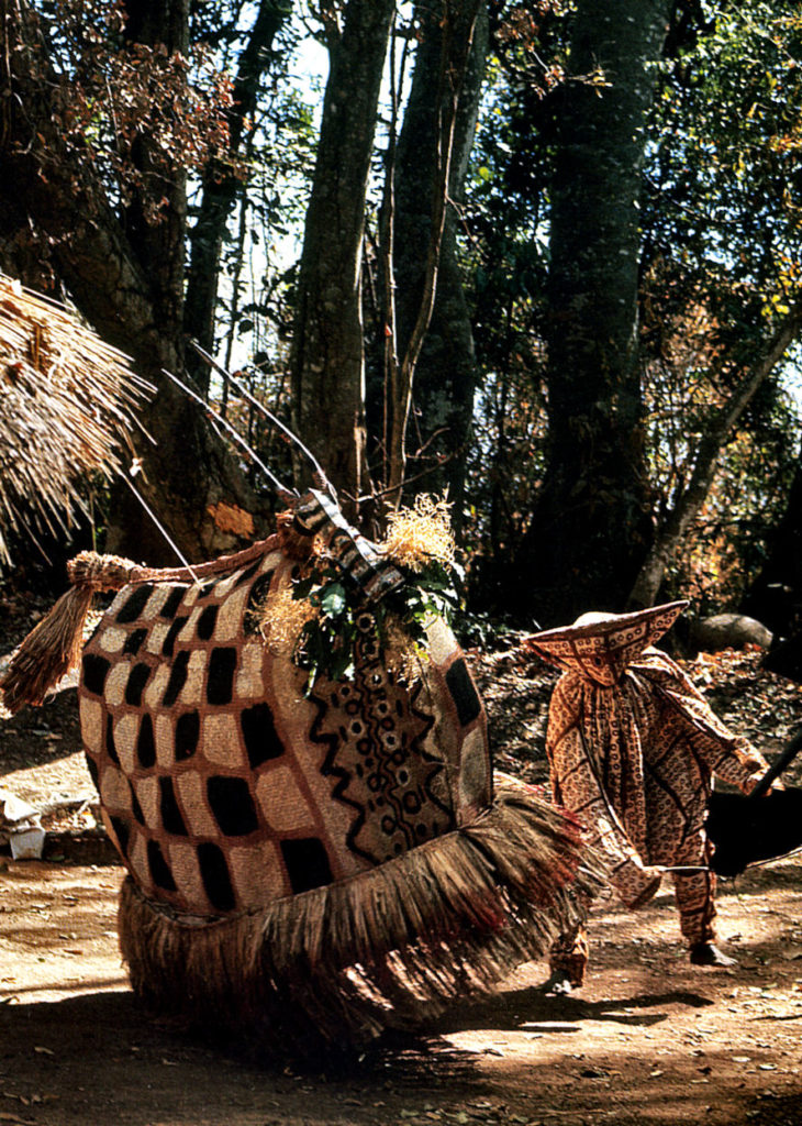 Masque Nasolo avec son servant (Sénoufo – Côte d’Ivoire)