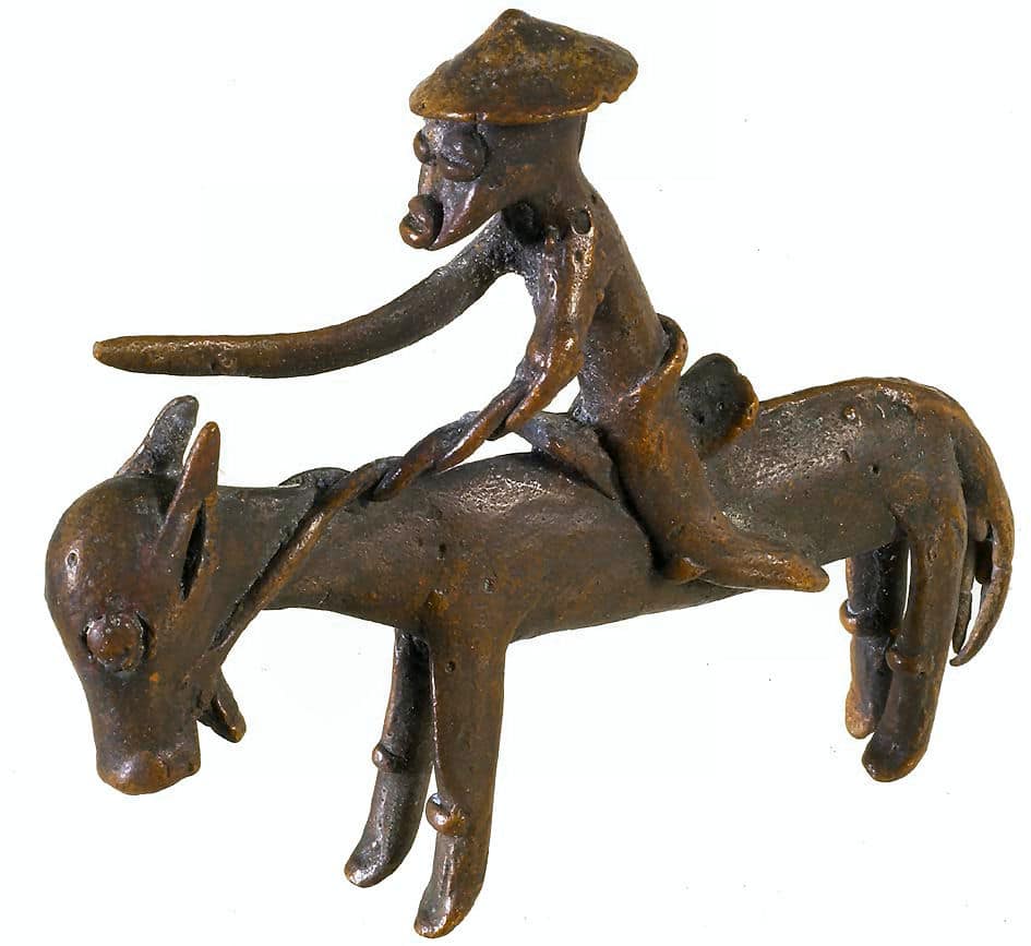 Figure équestre (âne et cavalier armé).