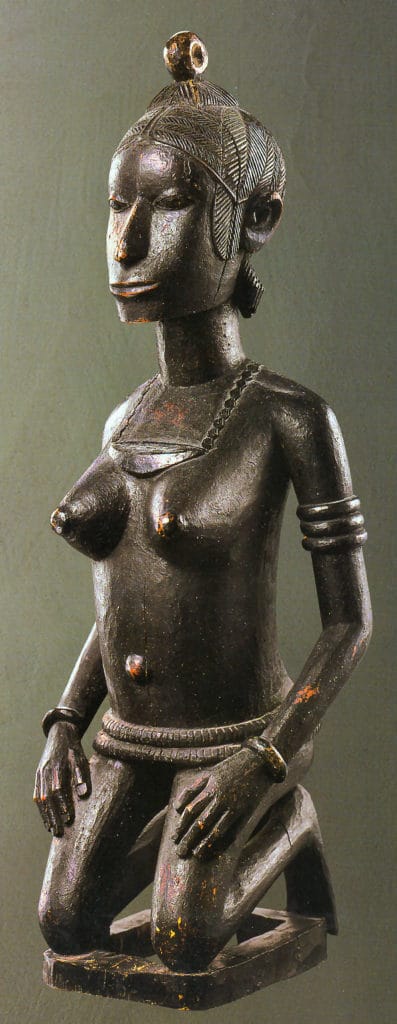 Statuette féminine agenouillée du 19e siècle