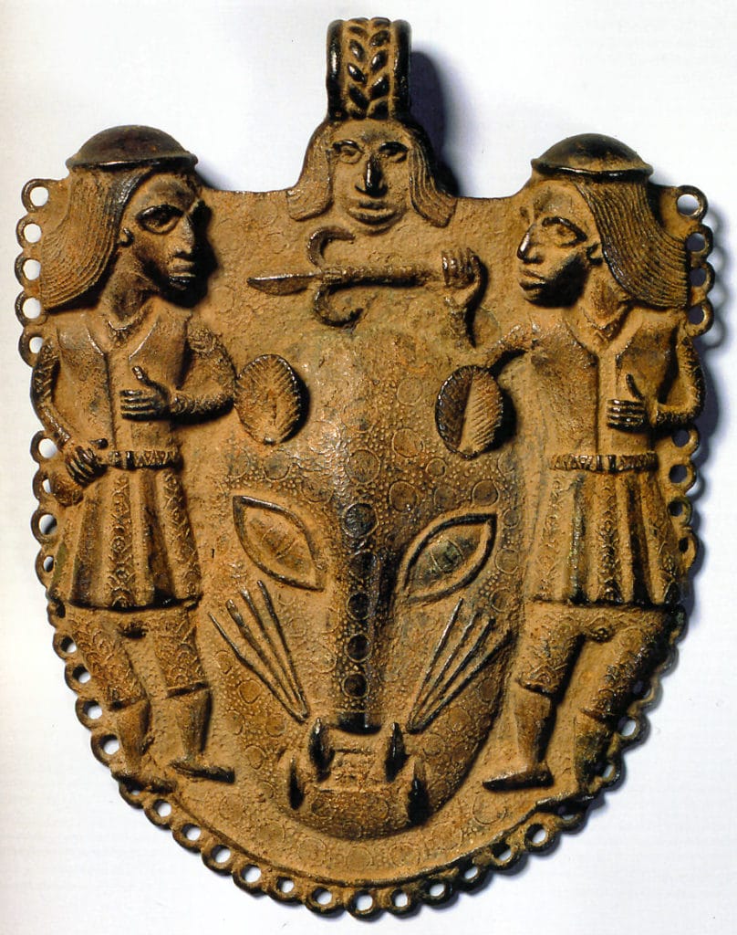 Pendentif avec deux Portugais et tête de léopard, XVIIe-XVIIIe siècle (?)