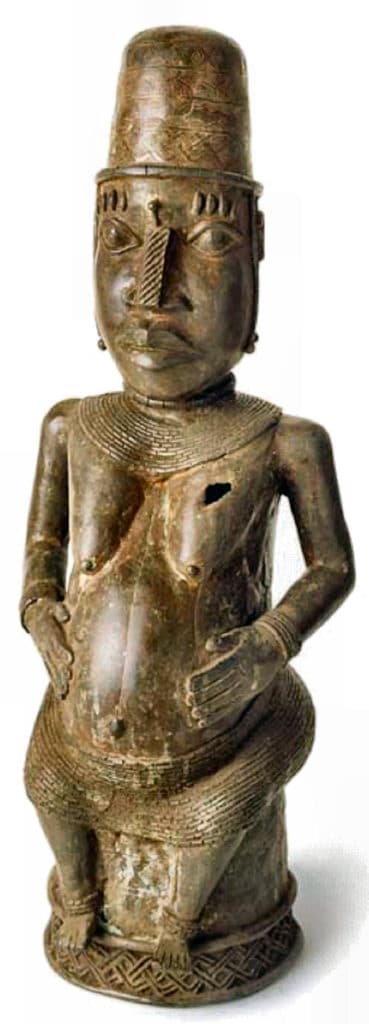 Thronende Figur. Vermutlich Benin-Stil, Nigeria. Um 1820.