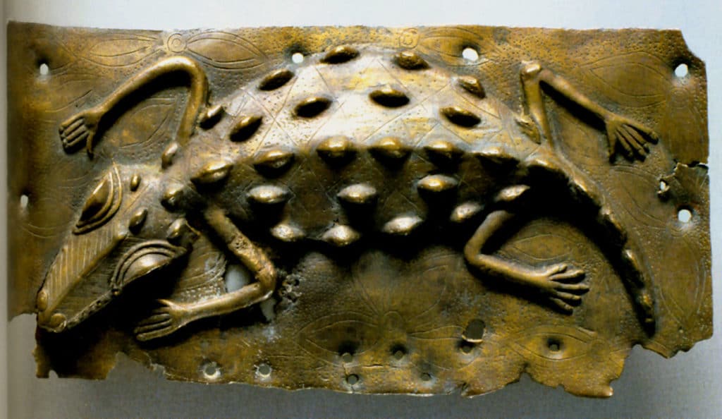 Plaque représentant un crocodile XVIIe siècle.