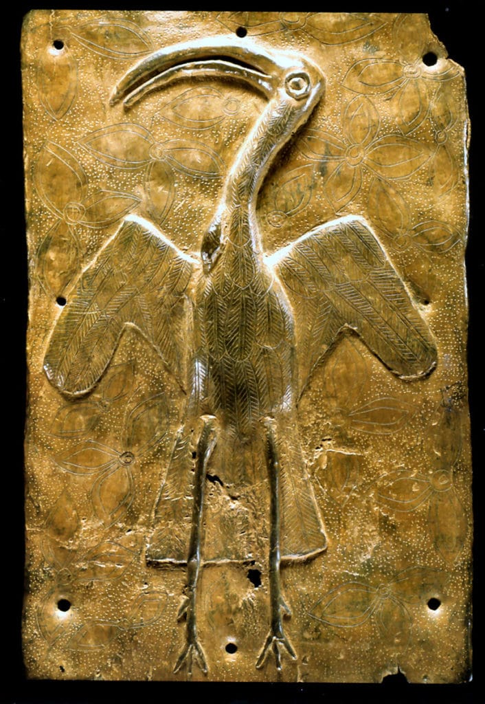 Plaque : oiseau aux ailes déployées, XVIe-XVIIe siècle